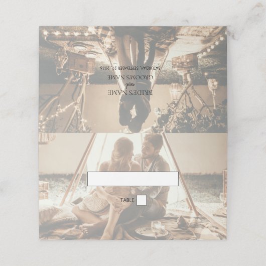 Je eigen foto's Faded bruiloft-plaatskaart Plaatskaartje (Buitenkant ongevouwen)