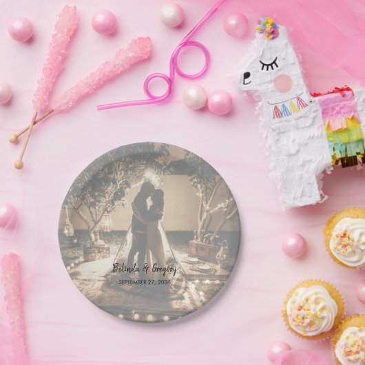 Je eigen foto's gaan over het huwelijk papieren bordje (Feest)