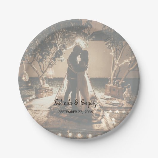 Je eigen foto's gaan over het huwelijk papieren bordje (Voorkant)