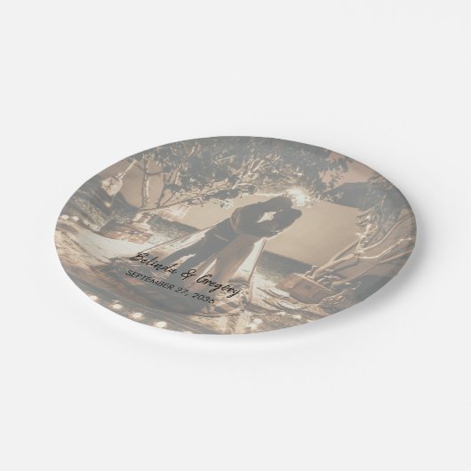 Je eigen foto's gaan over het huwelijk papieren bordje (Gekanteld)