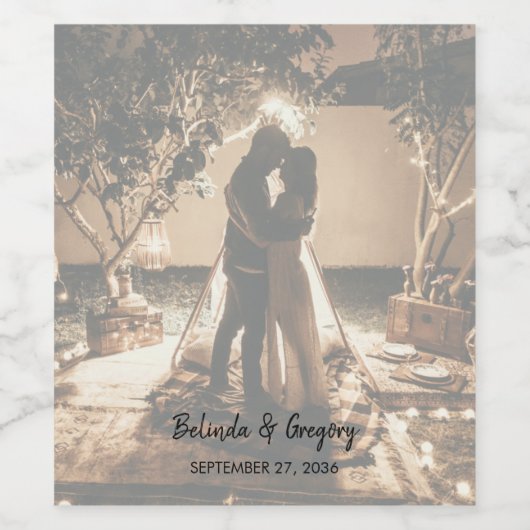 Je eigen foto's gaan over het huwelijk wijn etiket (Enkel label)