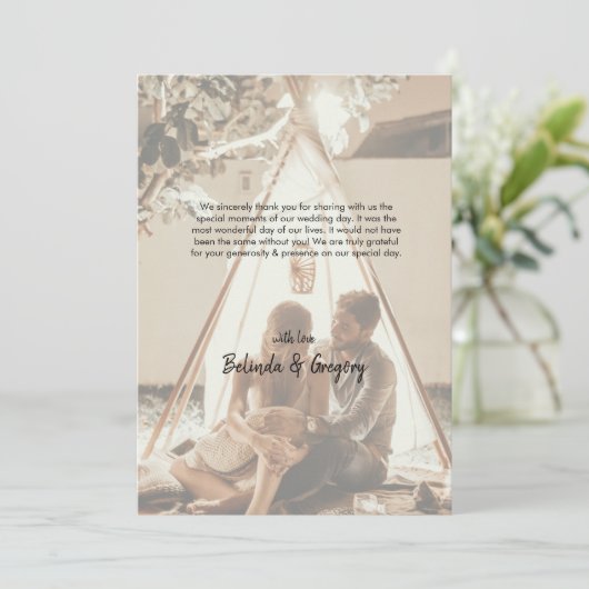 Je eigen foto's met een bruuske bruiloft bedankkaart (Staand voorkant)