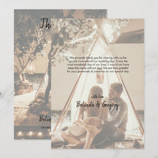 Je eigen foto's met een bruuske bruiloft bedankkaart (Voorkant / Achterkant)
