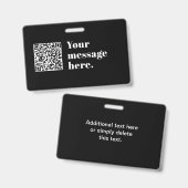Je eigen geüploade QR-code & bewerkbare retro-teks Badge (Voor- en achterkant)