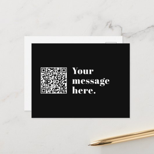 Je eigen geüploade QR-code & bewerkbare retro-teks Briefkaart (Voorkant / Achterkant in situ)