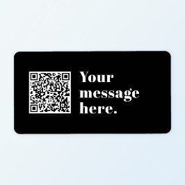 Je eigen geüploade QR-code & bewerkbare retro-teks Etiket