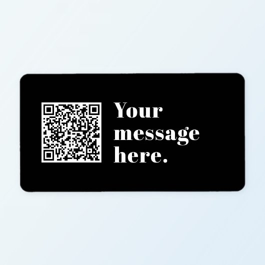Je eigen geüploade QR-code & bewerkbare retro-teks Etiket
