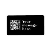 Je eigen geüploade QR-code & bewerkbare retro-teks Etiket (Voorkant)