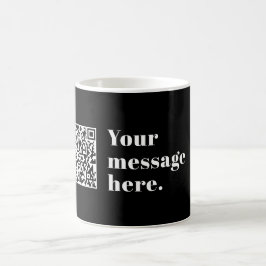Je eigen geüploade QR-code & bewerkbare retro-teks Koffiemok