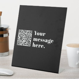 Je eigen geüploade QR-code & bewerkbare retro-teks Reclamebord Met Voetstuk