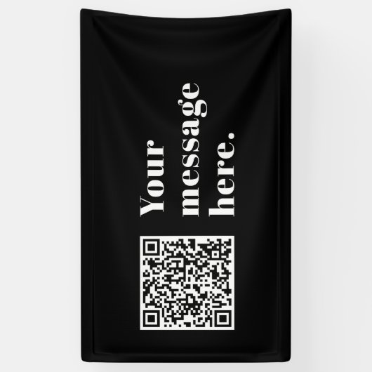 Je eigen geüploade QR-code & bewerkbare retro teks Spandoek (Verticaal)