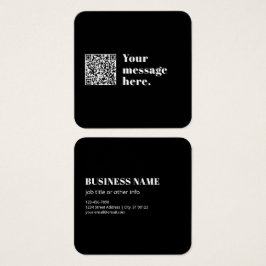 Je eigen geüploade QR-code & bewerkbare retro-teks Vierkante Visitekaartjes