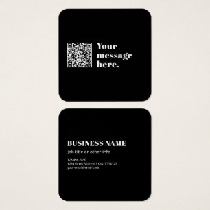 Je eigen geüploade QR-code & bewerkbare retro-teks Vierkante Visitekaartjes