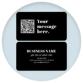 Je eigen geüploade QR-code & bewerkbare retro-teks Visitekaartje