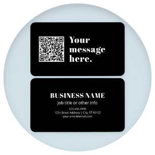 Je eigen geüploade QR-code & bewerkbare retro-teks Visitekaartje