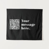 Je eigen geüploade QR-code & bewerkbare retro-teks Wandkleed (Voorkant (horizontaal))