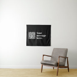 Je eigen geüploade QR-code & bewerkbare retro-teks Wandkleed