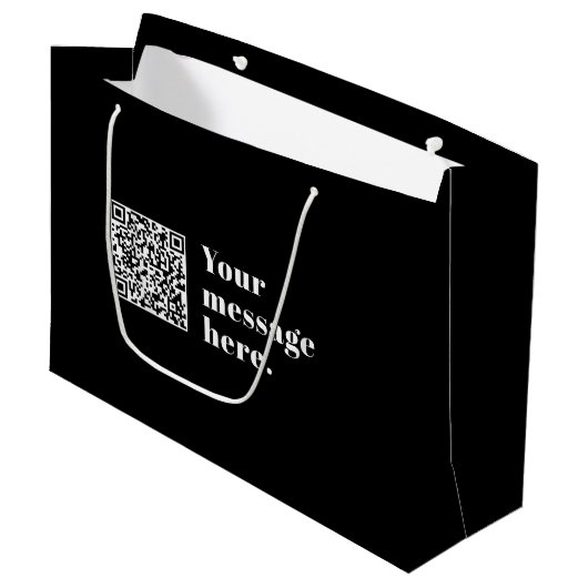 Je eigen geüploade QR-code en bewerkbare retro-tek Groot Cadeauzakje (Voorkant Gekanteld)