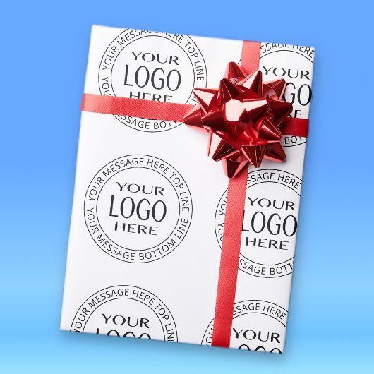 Je eigen logo & aanpasbare cirkeltekst cadeaupapier