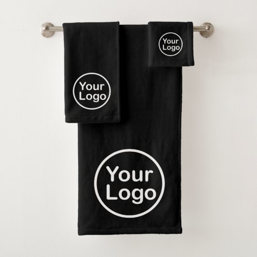 Je eigen Logo toevoegen | Zwarte achtergrond Bad Handdoek (Insitu)