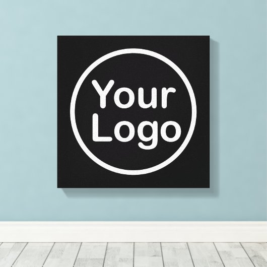 Je eigen Logo toevoegen | Zwarte achtergrond Canvas Afdruk (Insitu (Houten vloer))
