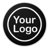 Je eigen Logo toevoegen | Zwarte achtergrond Keramische Knop (Voorkant)