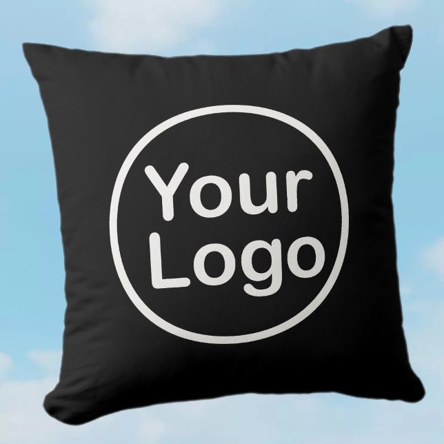 Je eigen Logo toevoegen | Zwarte achtergrond Kussen (Creator heeft geüpload)