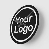 Je eigen Logo toevoegen | Zwarte achtergrond Ronde Klok (Hoek)
