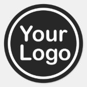 Je eigen Logo toevoegen | Zwarte achtergrond Ronde Sticker (Voorkant)