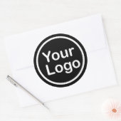 Je eigen Logo toevoegen | Zwarte achtergrond Ronde Sticker (Envelop)