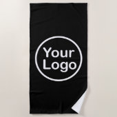 Je eigen Logo toevoegen | Zwarte achtergrond Strandlaken (Voorkant)