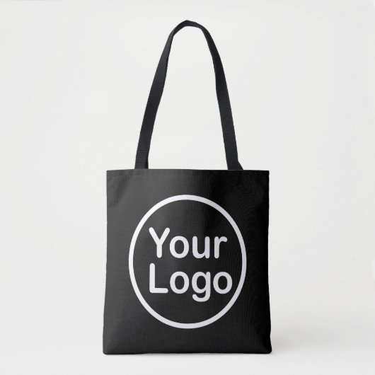 Je eigen Logo toevoegen | Zwarte achtergrond Tote Bag (Voorkant)