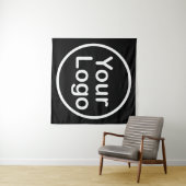 Je eigen Logo toevoegen | Zwarte achtergrond Wandkleed (In Situ (horizontaal))
