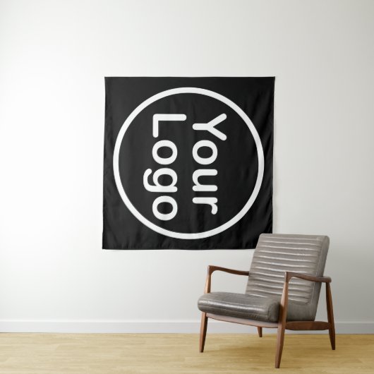 Je eigen Logo toevoegen | Zwarte achtergrond Wandkleed (In Situ (horizontaal))