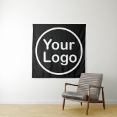 Je eigen Logo toevoegen | Zwarte achtergrond Wandkleed (In situ)