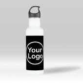 Je eigen Logo toevoegen | Zwarte achtergrond Waterfles