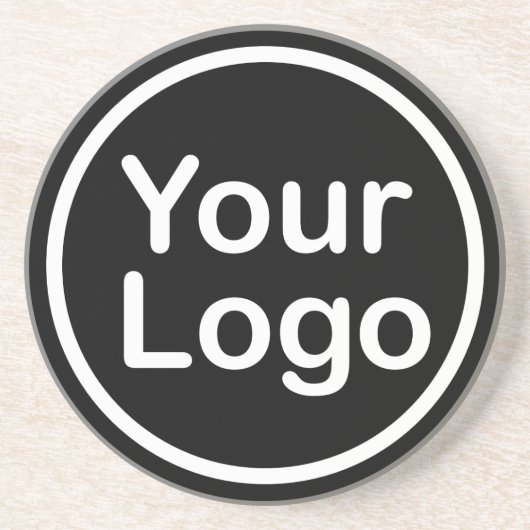 Je eigen Logo toevoegen | Zwarte achtergrond Zandsteen Onderzetter (Voorkant)