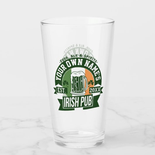 Je eigen naam hier | Irish Pub St. Patrick's Day Glas (Achterkant)