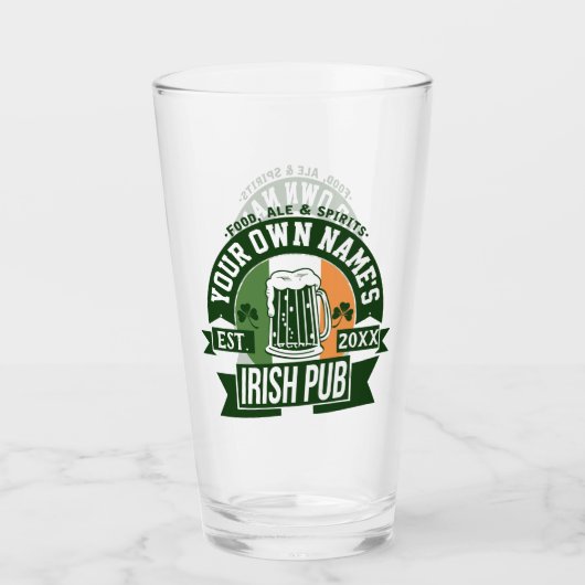 Je eigen naam hier | Irish Pub St. Patrick's Day Glas (Voorkant)