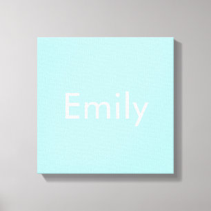 Je Eigen Naam of Woord Zachte Hemelblauw Canvas Afdruk