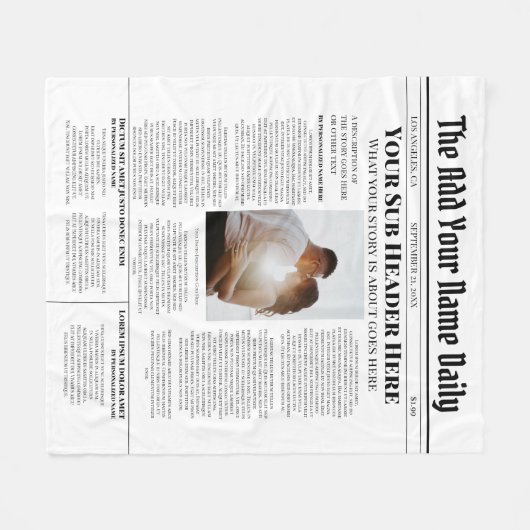 Je eigen nieuwsartikel op de voorpagina Persoonlij Fleece Deken (Voorkant (Horizontaal))