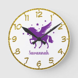 Je eigen Paars Unicorn  personaliseren Ronde Klok