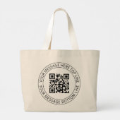 Je eigen QR-code & aanpasbare cirkeltekst Grote Tote Bag (Achterkant)
