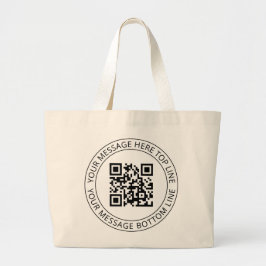 Je eigen QR-code & aanpasbare cirkeltekst Grote Tote Bag