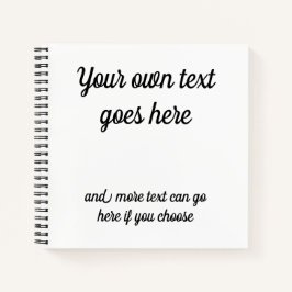 Je eigen tekst aan de voorkant. Zwarte tekst op wi Notitieboek