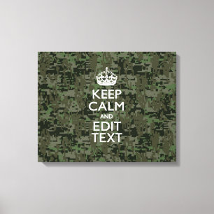 Je eigen tekst digitale camo Woodland kalm houden Canvas Afdruk