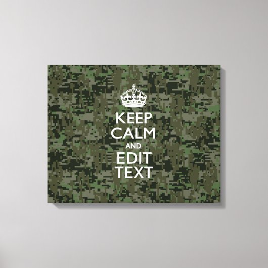 Je eigen tekst digitale camo Woodland kalm houden Canvas Afdruk (Voorkant)