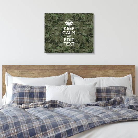 Je eigen tekst digitale camo Woodland kalm houden Canvas Afdruk (Insitu (Slaapkamer))
