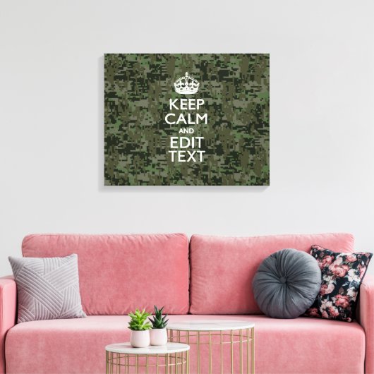 Je eigen tekst digitale camo Woodland kalm houden Canvas Afdruk (Insitu (Woonkamer))