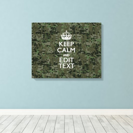 Je eigen tekst digitale camo Woodland kalm houden Canvas Afdruk (Insitu (Houten vloer))